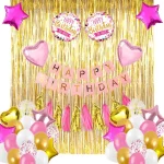 Pink, White and Gold Birthday Decoration Set