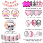 Pink, White and Silver Birthday Decoration Set - Image 2