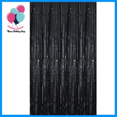 Metallic Black Foil Fringe Curtain Backdrop