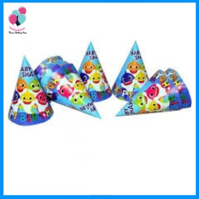 Baby Shark Themed Birthday Party Hats – Pack of 10