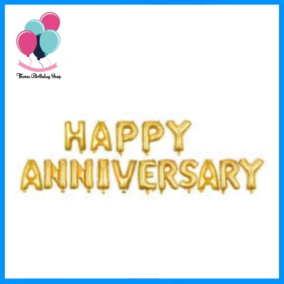 Golden Foil “Happy Anniversary” Letter Balloons