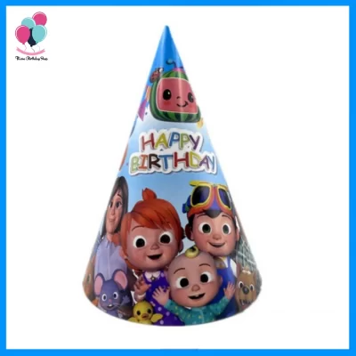 Cocomelon Theme Birthday Party Caps – Set of 10