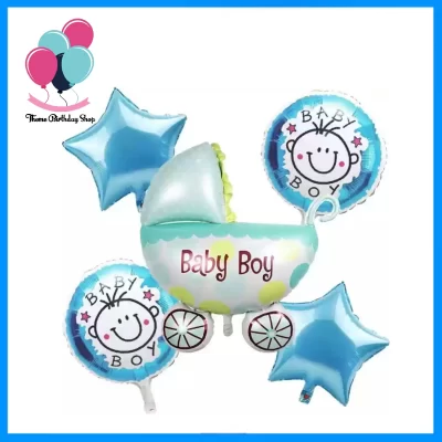 Its a  Baby Boy Stroller Theme 5 Pc Foil Balloons