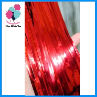 Metallic Red Foil Fringe Curtain Backdrop