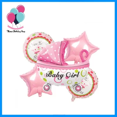 Its a  Baby Girl Stroller Theme 5 Pc Foil Balloons