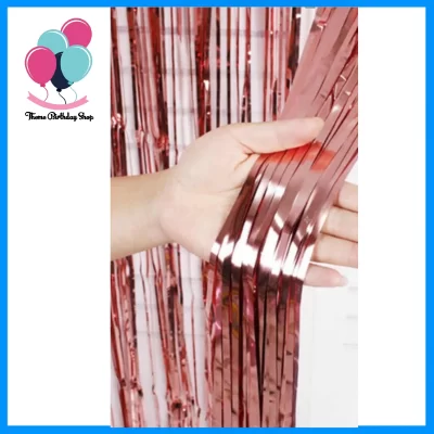 Metallic Rose Gold Foil Fringe Curtain Backdrop