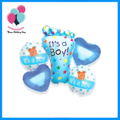 Its a Boy Foot Theme 5 Pc Foil Balloons