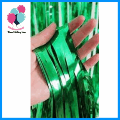 Metallic Green Foil Fringe Curtain Backdrop