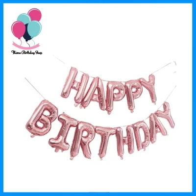Rose Gold "Happy Birthday" Foil Balloon Banner