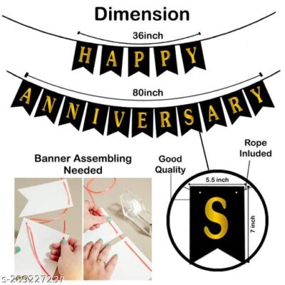 Black & Golden “Happy Anniversary” Banner
